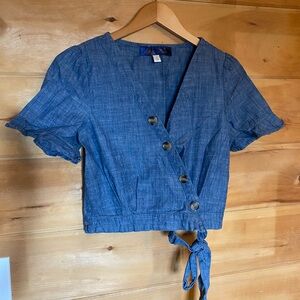 Blue Button-Up Women's Top